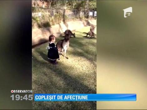 O prietenie neobişnuită între o fetiţă şi un pui de cangur