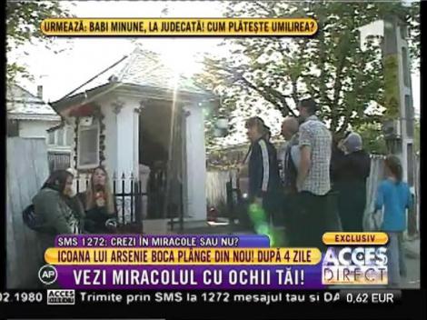 Icoana lui Arsenie Boca plânge din nou, după patru zile!