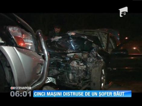 5 maşini distruse de un șofer băut
