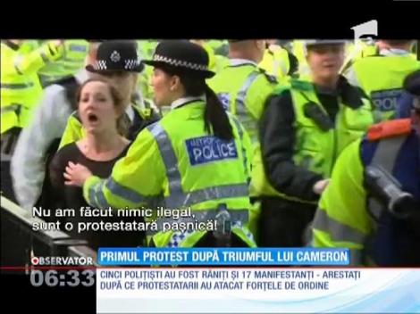 Primul protest violent după victoria lui David Cameron