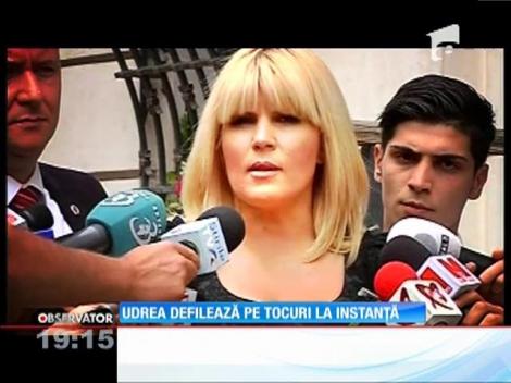 Elena Udrea, defilare pe tocuri în curtea Instanţei Supreme
