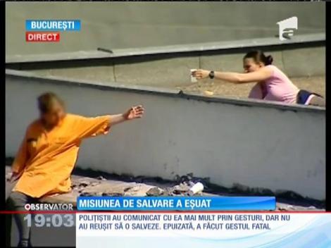 Femeia care a stat aproape două zile pe acoperişul unui bloc s-a aruncat în gol
