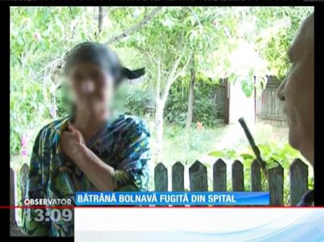 Bătrână bolnavă fugită din spital