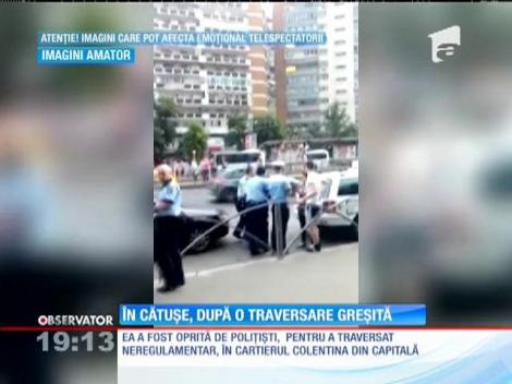 În cătușe, după o traversare print-un loc nepermis