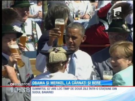 Angela Merkel şi Barack Obama, la cârnați și bere
