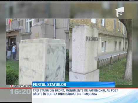 Trei statui de patrimoniu din Timişoara, găsite în curtea unui localnic