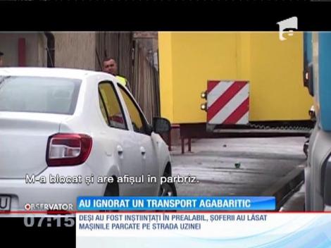 Transport agabaritic blocat de șoferi ignoranți