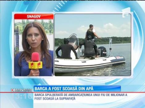 Barca spulberată pe lacul Snagov, scoasă la suprafaţă