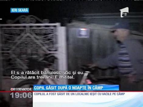 Un copil de trei ani a rătăcit, singur pe un câmp, o zi şi o noapte
