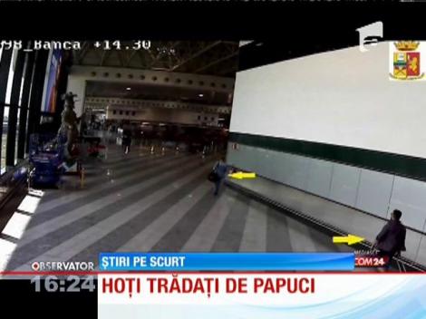 Hoţi de buzunare trădaţi de papuci