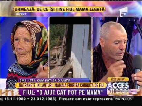Fiul acuzat că își bate mama: ”Nu am lovit-o. O țin legată pentru că pleacă de acasă”