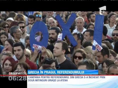 Campania pentru referendumul din Grecia s-a încheiat prin două mitinguri uriașe