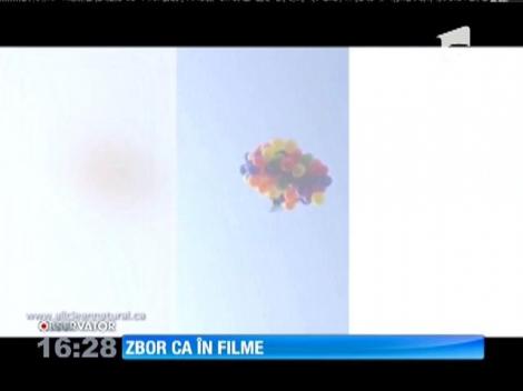 Un canadian s-a ridicat în aer cu ajutorul a peste 100 de baloane