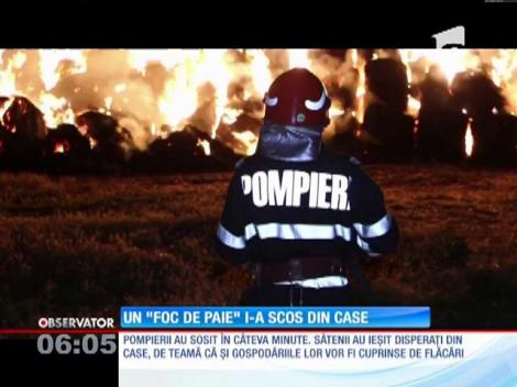 Depozit de fân transformat în scrum