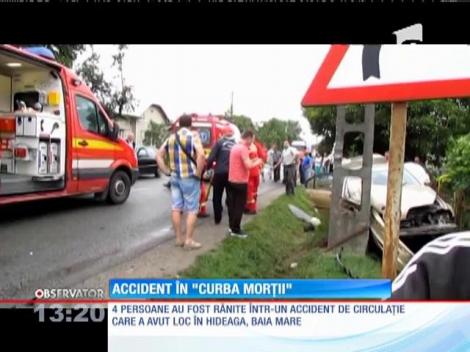Accident cu 4 răniți în 'Curba Morţii' din Baia Mare