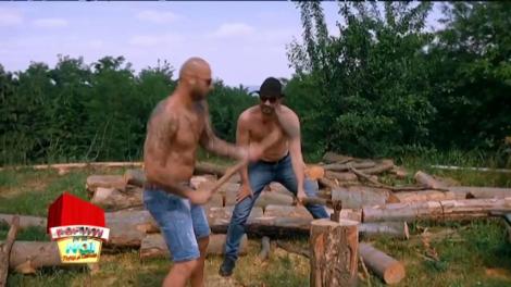 Giani Kiriță taie lemne ca un maestru, Rona Hartner se distrează la tiroliană, deși e în fustă! De data asta, Nea Mărin vine cu un băț de șase metri!