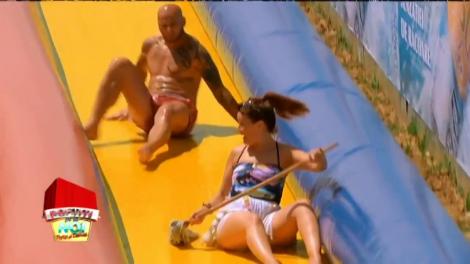 Vedetele au ajuns la piscină! Nea Mărin face show pe tobogan! Dar apoi se lasă iar cu bătaie! „Fir-ați voi să fiți, că vă alerg!”