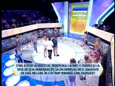 Runda 2: CRBL a fost la doctor. Doctorul i-a dat 11 pastile și i-a spus să le ia numaidecât, la un interval de o jumătate de oră fiecare. În cât timp termină CRBL pastilele?