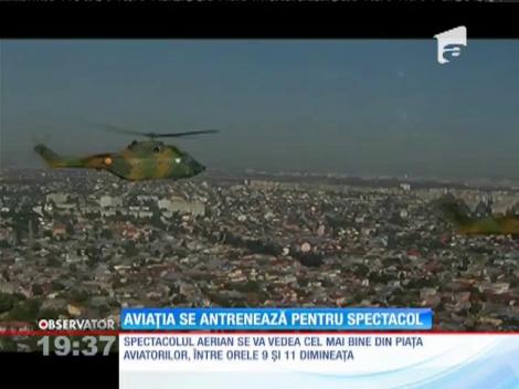 Piloții se antrenează pentru spectacolul dedicat Zilei Aviaţie şi a Forţelor Aeriene Române
