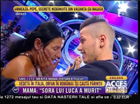 Întâlnire emoţionantă la Acces Direct! Luca, faţă în faţă cu mama lui adevărată!