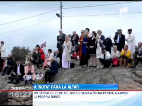 O viitoare mireasă din Norvegia şi-a pus mirele să înoate până la alatar