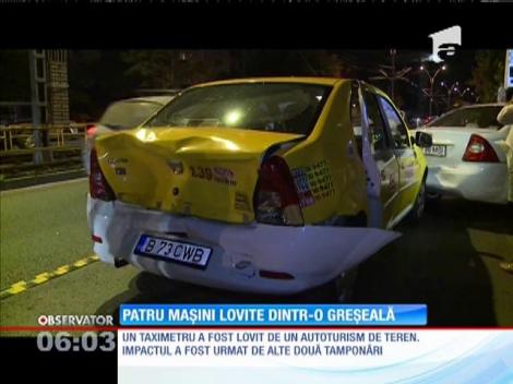 Patru maşini au fost avariate într-un carambol violent, pe Şoseaua Virtuţii din Bucureşti