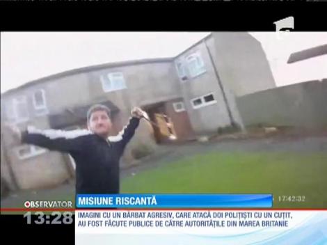 Imaginile în care doi polițiști pun la pământ un bărbat înarmat cu un cuțit, făcute publice în Marea Britanie