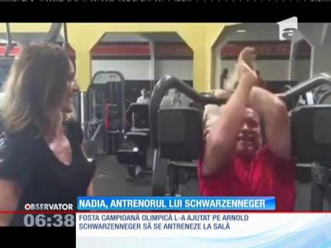 Nadia Comăneci, antrenorul de 10 al lui Arnold Schwarzenegger, pentru o zi