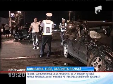 Marius Maghiari, poliţistul care a lovit o femeie pe trecerea de pietoni, a dat proba de rezistenţă cu jurnaliştii