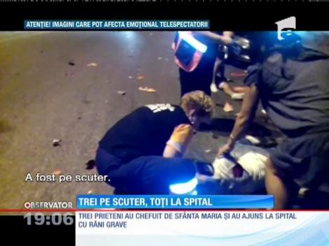 S-au urcat 3 pe un scuter și toți au ajuns la spital