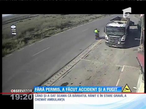 Fără permis, a făcut accident și a fugit