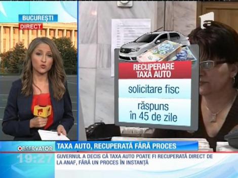 Taxa auto, recuperată fără proces