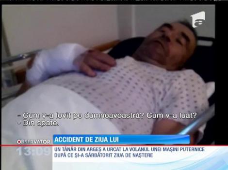 De ziua lui, un tânăr din Argeş a lovit cu maşina un bătrân şi şi-a rănit un prieten
