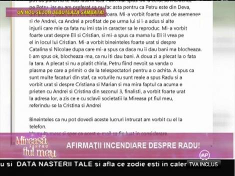 Radu atacat de o fostă prietenă: ”Mi-a cerut bani!”