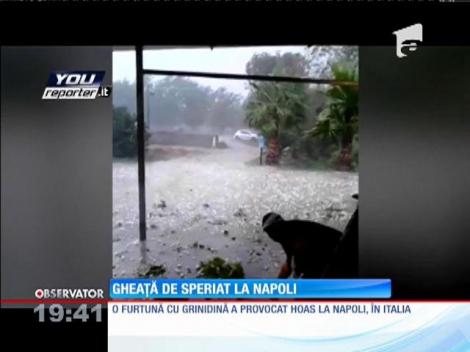 O furtună cu grindină a provocat haos la Napoli, în Italia
