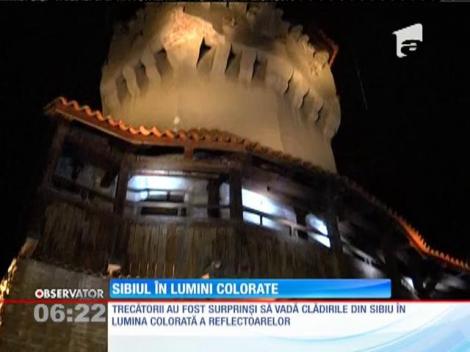 Clădiri emblematice din Sibiu, colorate cu ajutorul luminii