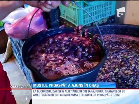 Mustul proaspăt stors din struguri a invadat târgurile din Capitală