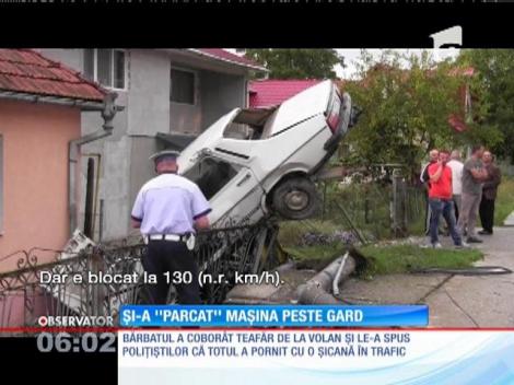 O maşină scăpată de sub control s-a oprit în peretele unei case