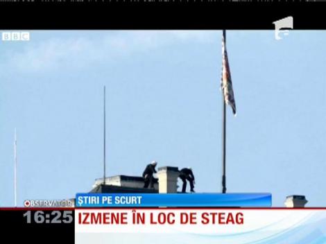 Imagini inedite în Cehia. Steagul de pe Palatul Prezidenţial din Praga a fost înlocuit cu o pereche de izmene