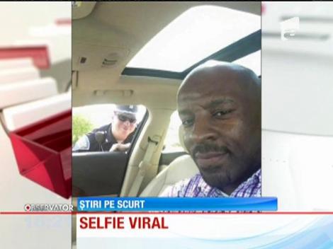 Selfie viral! S-a fotografiat în timp ce era amendat pentru viteză excesivă