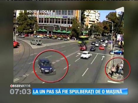 Brăila: Un şofer a fost la un pas să spulbere, cu bolidul, un grup de pietoni