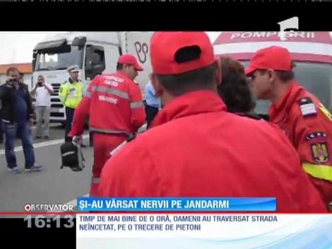 Protest violent la Drobeta Turnu Severin. O femeie a avut nevoie de ajutorul medicilor