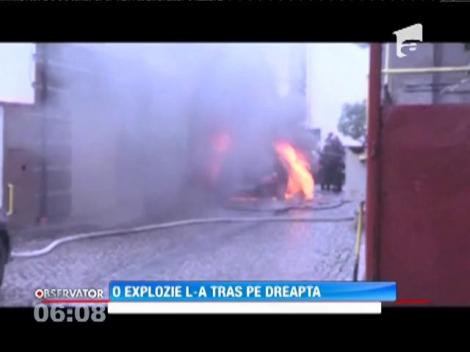 Explozie la motorul unei maşini, lângă Prefectura judeţului Maramureş