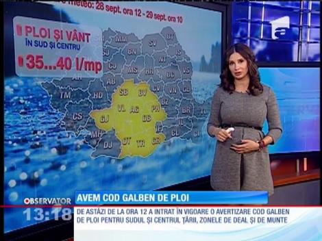Cod galben de ploi în zece judeţe din sudul ţării
