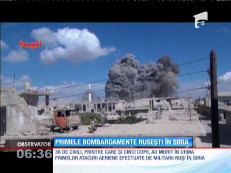 Primele bombardamente rusești în Siria