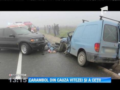 Carambol din cauza ceţii, pe o şosea din judeţul Cluj