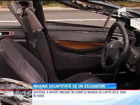 Un şofer de 26 de ani, la un pas să moară decapitat, pe o şosea din Argeş