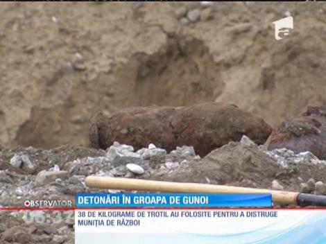 Patru proiectile de 50 de kilograme au fost detonate la rampa de gunoi a judeţului Vrancea