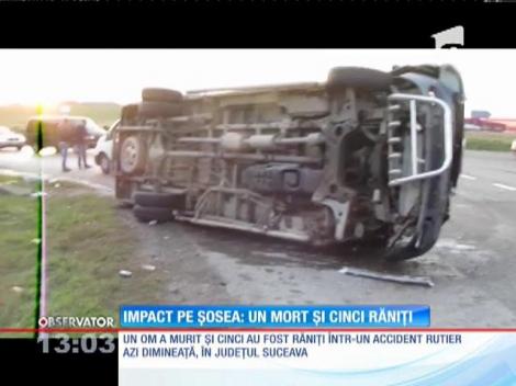 Un om a murit şi cinci au fost răniţi într-un accident rutier, în judeţul Suceava