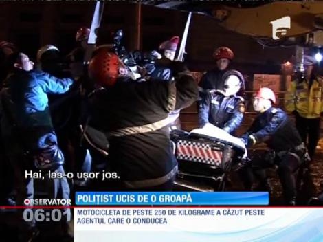 Polițist mort după ce a intrat cu motocicleta într-o groapă săpată în mijlocul unei străzi!